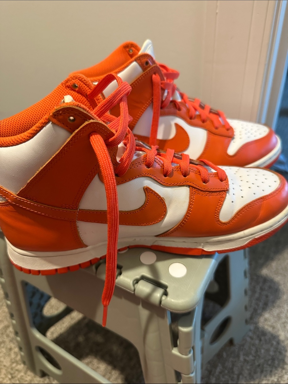 Nike Orange and White Mid-Top Sneakers